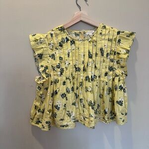 Pilcro Sunny Floral Ruffle Top